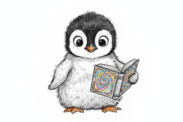 Penguin illustration in Sketchbook Style style