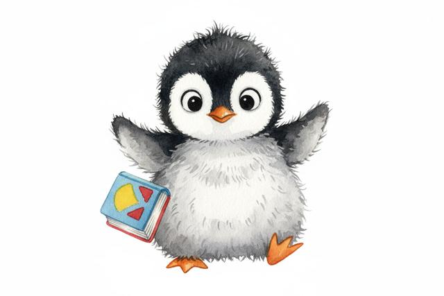 Penguin illustration in Storybook Watercolor style